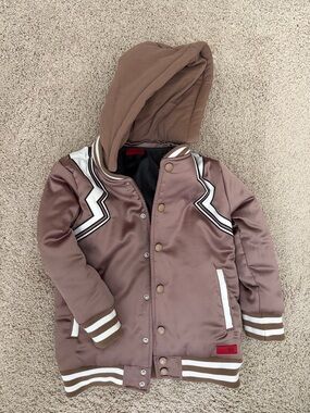 Haus of JR - Varsity Hooded Jacket with Contrast Stripe Detail